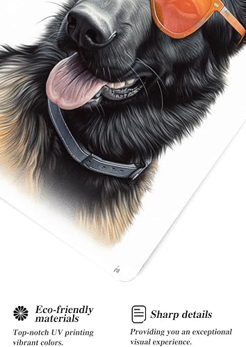 Miniatura 6 de Cartel de metal con diseño de pastor alemán con gafas naranjas para el hogar, baño, decoración de animal, cueva de hombre, decoración de pared