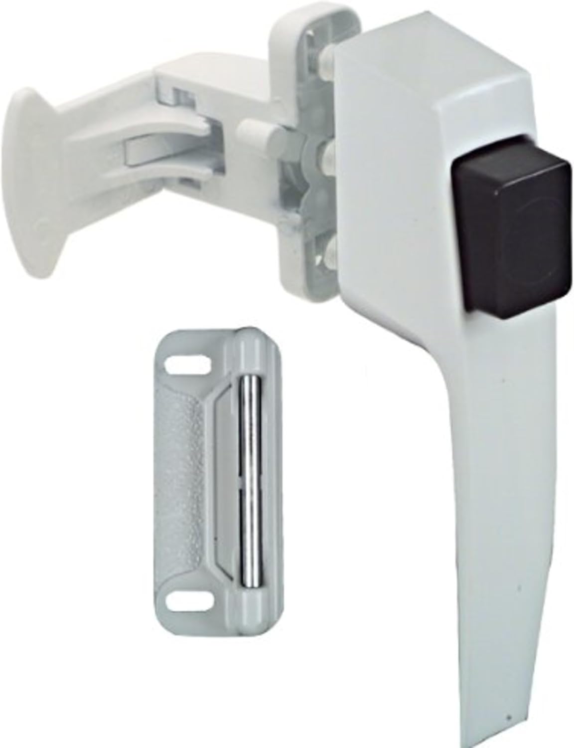 National Hardware N213-165 Pushbutton Door Latch Lock White 1-3/4 in Hole Spacing Storm Door Security Latch for Screen Doors 5/8 to 2 in Thick with Interior Locking