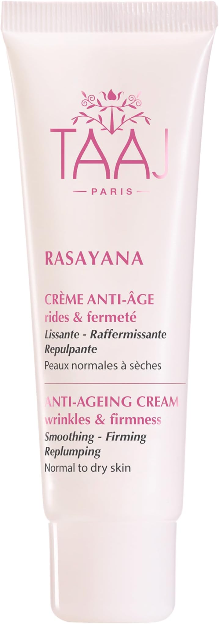 TAAJ | Anti-ageing cream - RASAYANA | Smoothing, firming and plumping | Provides a targeted response against wrinkles, fine lines and loss of firmness | Firmer skin | Vegan | 50 ml