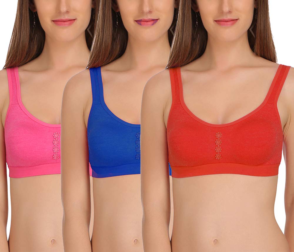 fims - fashion is my style Women's Lycra & Cotton Non Padded Non-Wired Sports Bra (Pack of 3)-picture-30