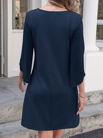 Cicy Bell Women's Dress Mesh 3/4 Sleeve Round Neck Cocktail Party