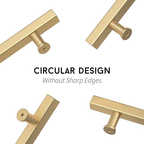 Miniatura 4 de goldenwarm Paquete de 10 manijas doradas de gabinete de 5 pulgadas de oro cepillado de aleación de aluminio macizo, tiradores de cajones dorados