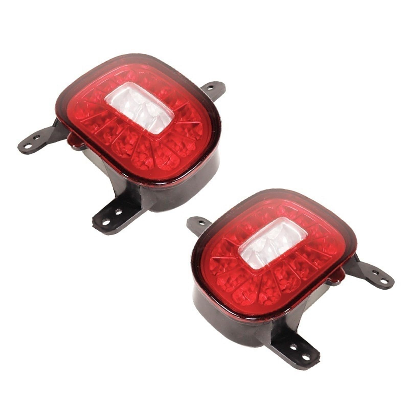 For Jeep Renegade 2015-2022 2-in-1 LIGHT rosso auto paraurti posteriore riflettore luci posteriori fendinebbia posteriori con luci di retromarcia di backup bianche(Red Lens)