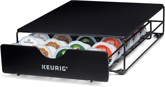 Keurig Slim Non-Rolling Storage Drawer, Coffee Pod Storage, Holds up to 24 Keurig K-Cup Pods, Black, Storage Drawer - 24ct, 9.2 x 3.3 x 12.2 inches