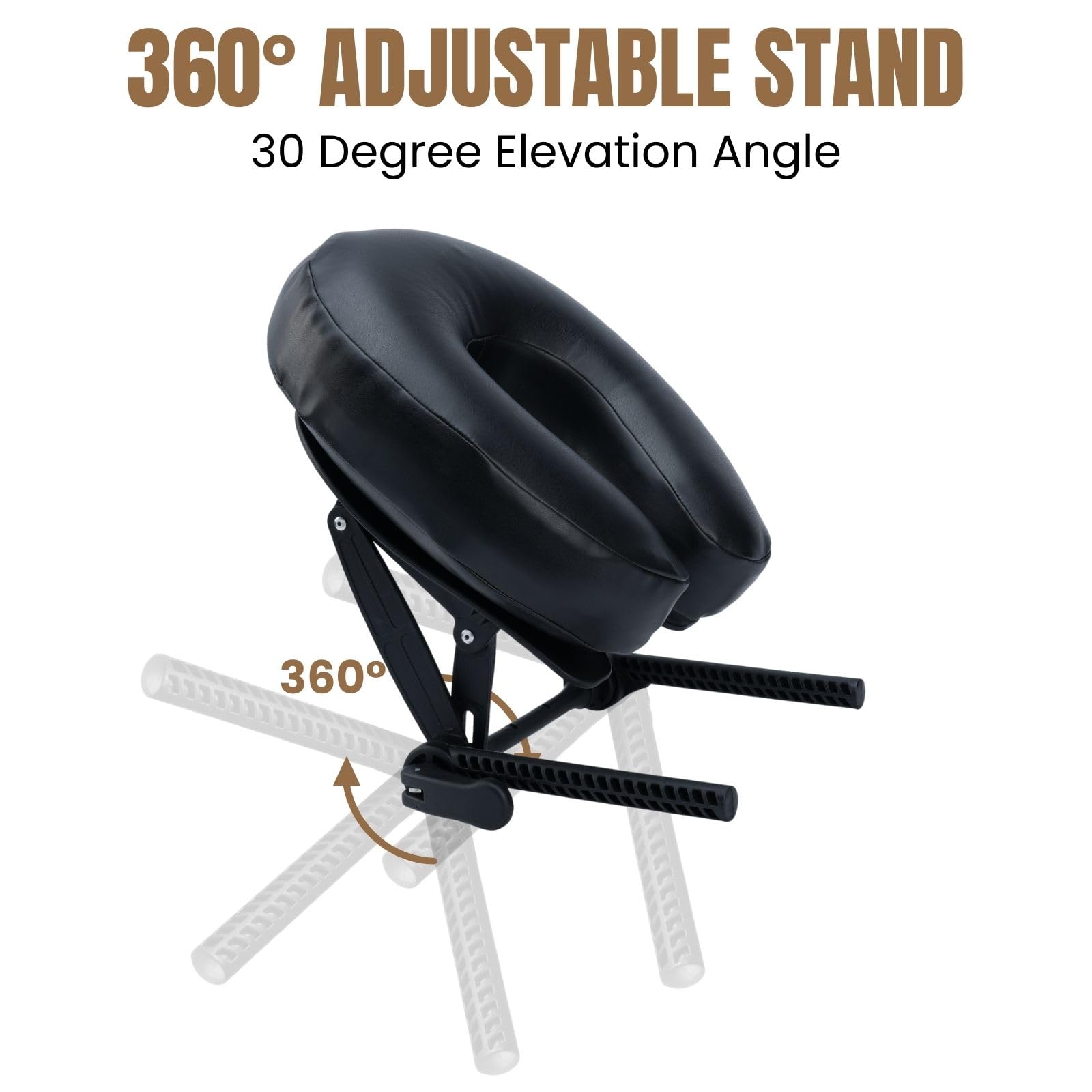Soporte para masaje facial con cojín para la mesa de masaje, se adapta a la mayoría de mesas de masaje, espuma viscoelástica, ajustable 3