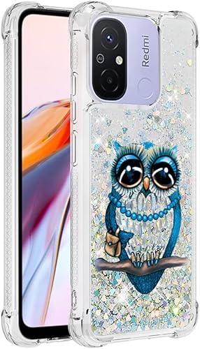 Funda de teléfono delgada para Xiaomi Redmi 12C, efecto de arena movediza líquida con purpurina de silicona suave TPU con cuatro esquinas protección