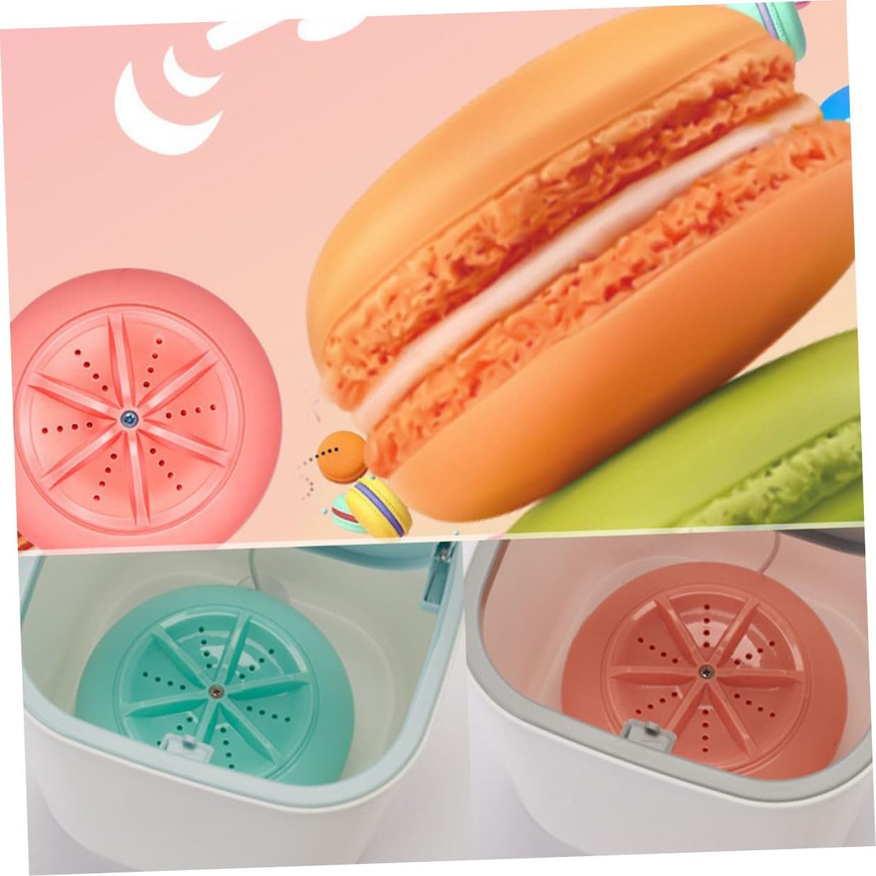 1pc Portable Mini Washing Machine Household Compact Washer with Strong Turbine for Deep Cleaning Underwear Clothes Socks Travel and Home Use Blue Drum Design