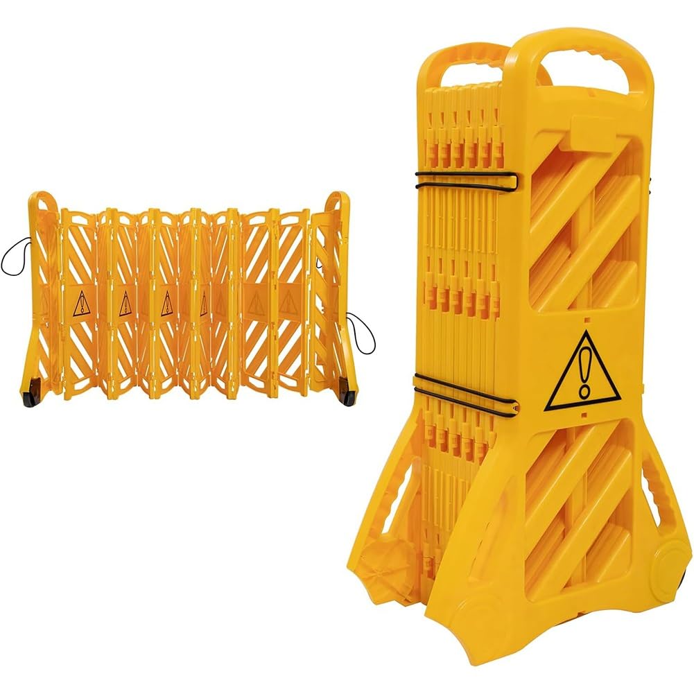 Barrera de Seguridad, Barrera de Seguridad portátil Comercial de 4 Metros (13 pies) - Valla Plegable para entradas de vehículos, Barrera de Control de tráfico para Obras de construcción, PUE