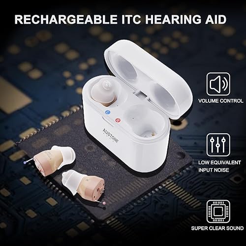 Miniatura 3 de AUSTONE Audífonos recargables para personas mayores y adultos con control de volumen, audífonos intrauditivos con cancelación de ruido, dispositivos