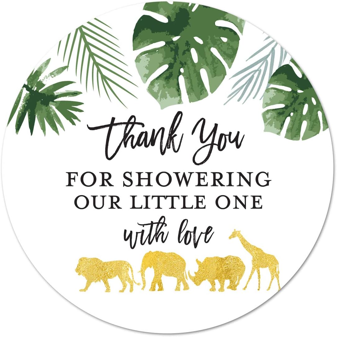 2" Round Jungle Safari Baby Shower Thank You Favor Stickers (40 Labels)