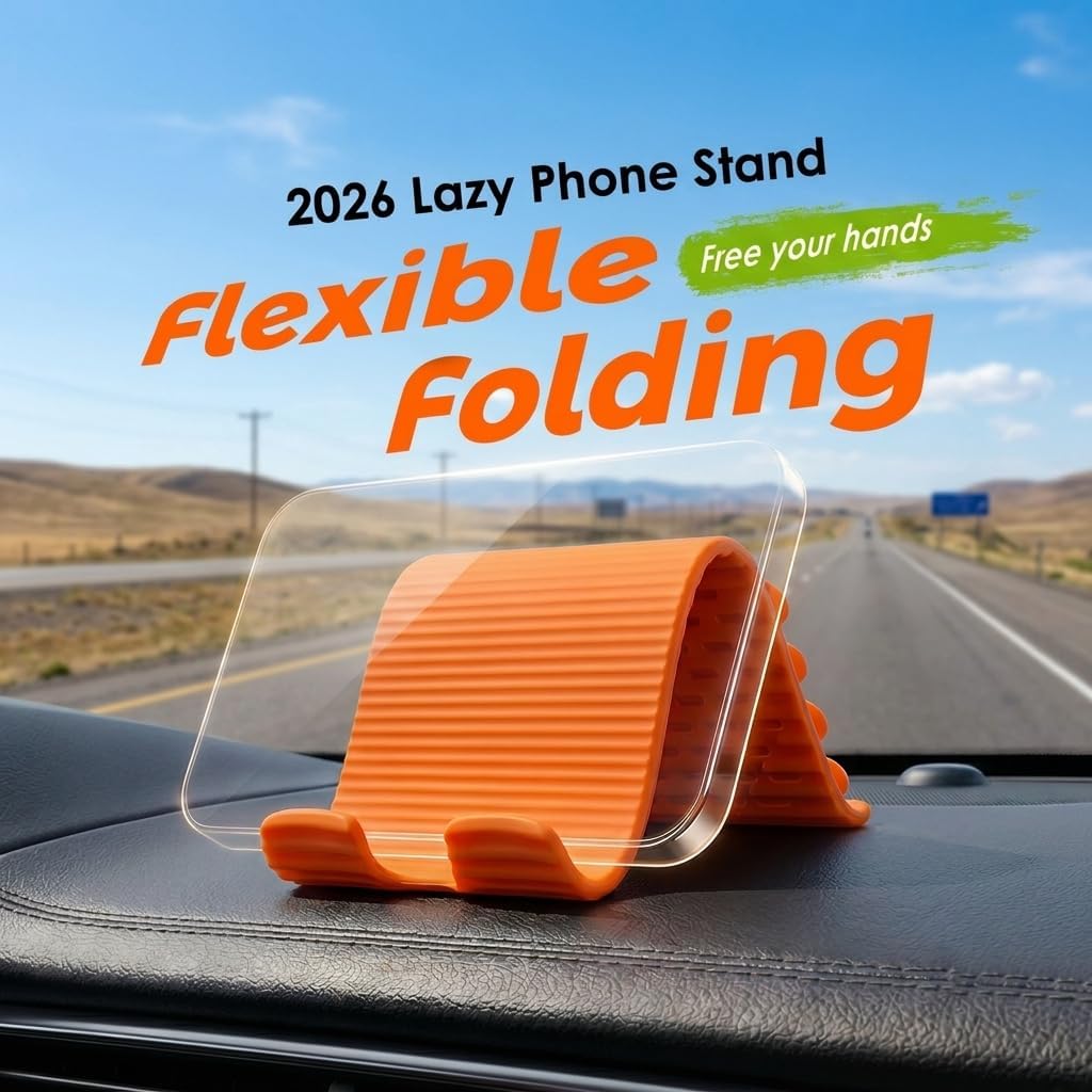Flexible Silicone Phone Stand with Suction Cups & Charging Port Cutout, Foldable Handheld Camera Grip Holder for All Smartphones, Orange 2 Pack image 4