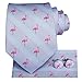 Hi-Tie Men Ties Sets Silk Stripe Paisley Necktie Pocket Square Cufflinks for Business Wedding,Light Baby Blue