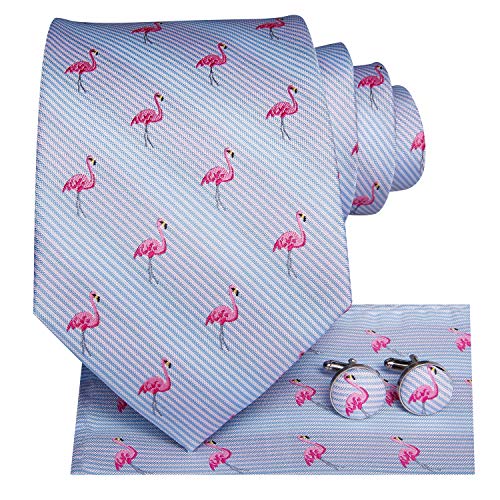 Image of Hi-Tie Men Ties Sets Silk Stripe Paisley Necktie Pocket Square Cufflinks for Business Wedding