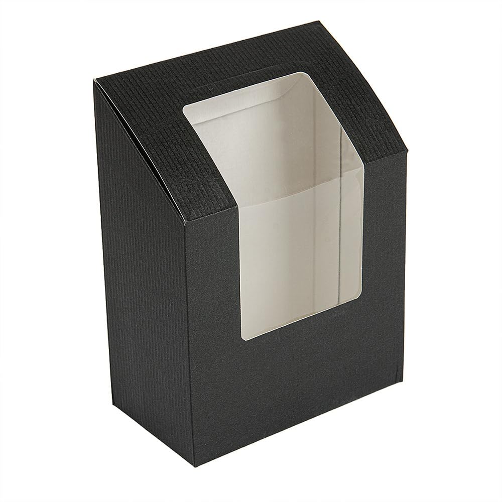García de Pou - 100 Unidades - Cajas Para ''Tortilla'' Con Ventana 'Thepack' 230 G/M2 + Opp 9,2X5,1X9,2/12,5 Cm Negro Cartón Ondulado Nano-Micro
