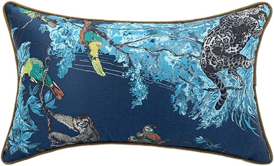 vctops Classic Animal Embroidered Throw Pillow Cover Forest Leopard Monkey Birds Butterfly Pattern Decorative Pillowcase Cushion Cover Orange 18x18 Inch