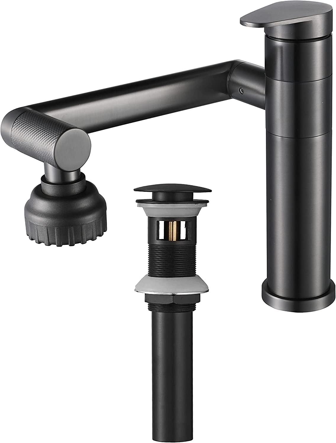 Bathroom Faucet Big Angle Spray Aerator Dual Function for Face Washing Gargle and Eyewash Station Faucet Aerator with Pop up Drain