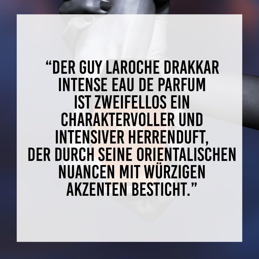 Guy Laroche Drakkar Intense Verführerisches & unwiderstehliches Eau de Parfum, Fougère-Duft mit Bernsteinnote, Langanhaltendes Männerparfum, Parfum für Männer, 100ml