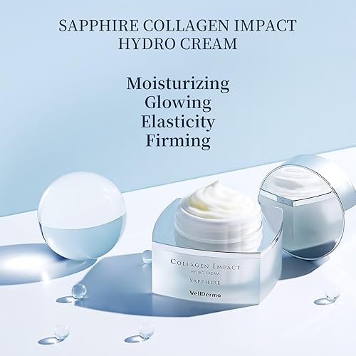 Miniatura 6 de WELLDERMA Sapphire Collagen Impact Hydro Cream, 1.69 onzas líquidas - Hidratante facial hidratante y equilibrante con complejo de colágeno y