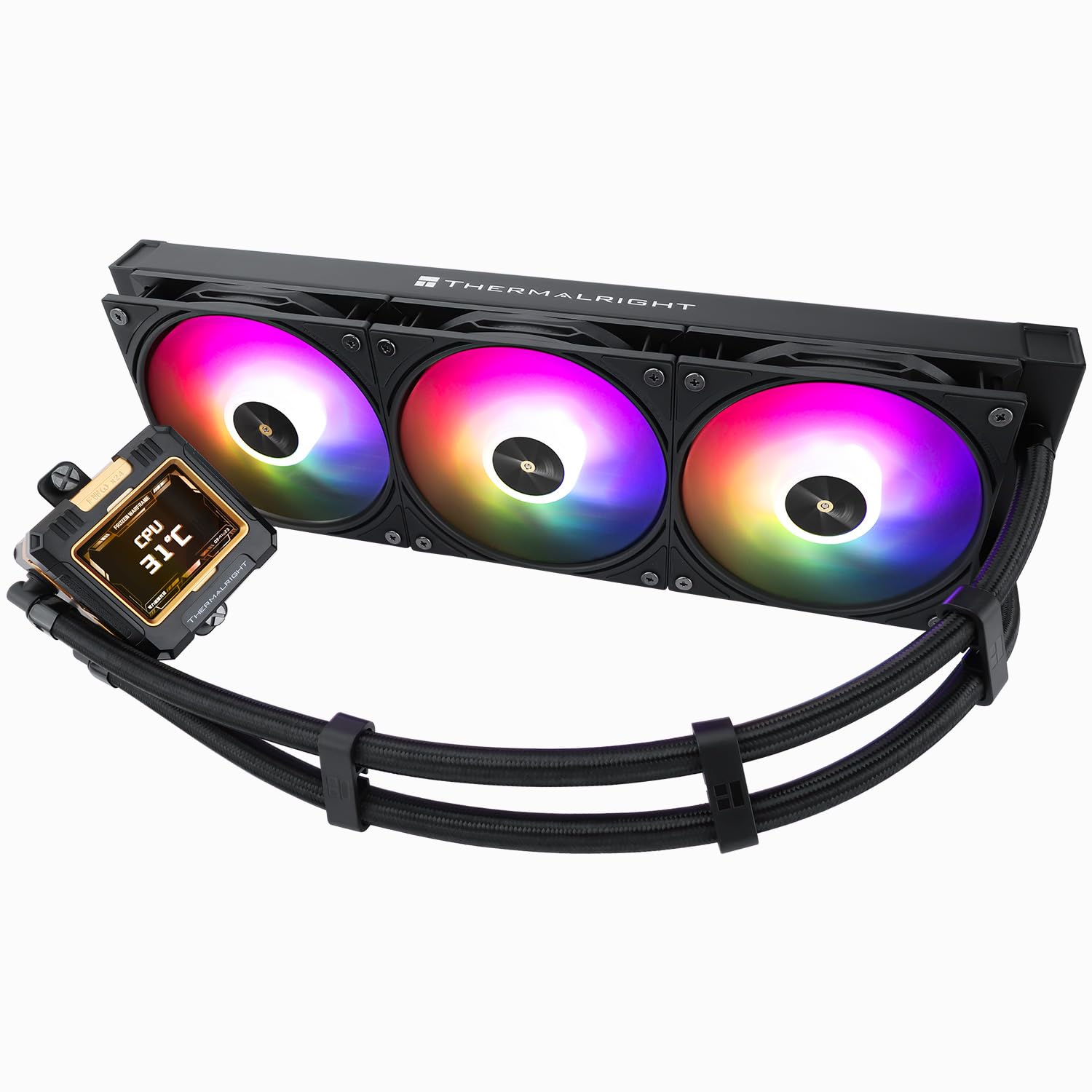 TR FW 360 Negro ARGB-360 mm AIO CPU Enfriador Líquido, Pantalla LCD IPS con Resolución de 320 x 240, para AM5/Intel LGA1700, 2.4" LCD Absorbente Imán para Imágenes - Negro