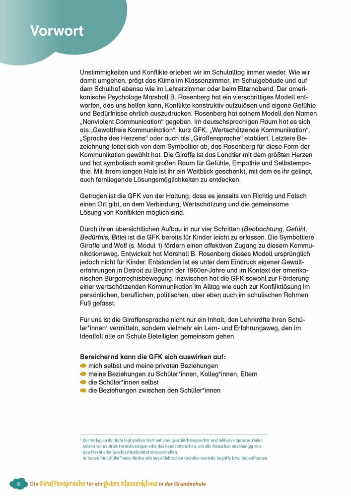 Die Giraffensprache für ein gutes Klassenklima​ in der Grundschule: Übungen, Spiele, Kopiervorlagen und Lieder zur Gewaltfreien Kommunikation