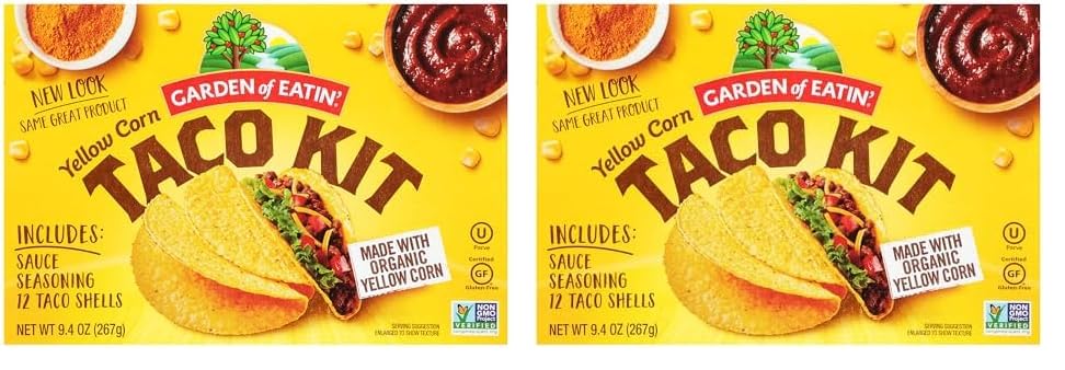 Garden of Eatin' Kit de cena de taco, maíz amarillo, 12 conchas de tacos (paquete de 2)