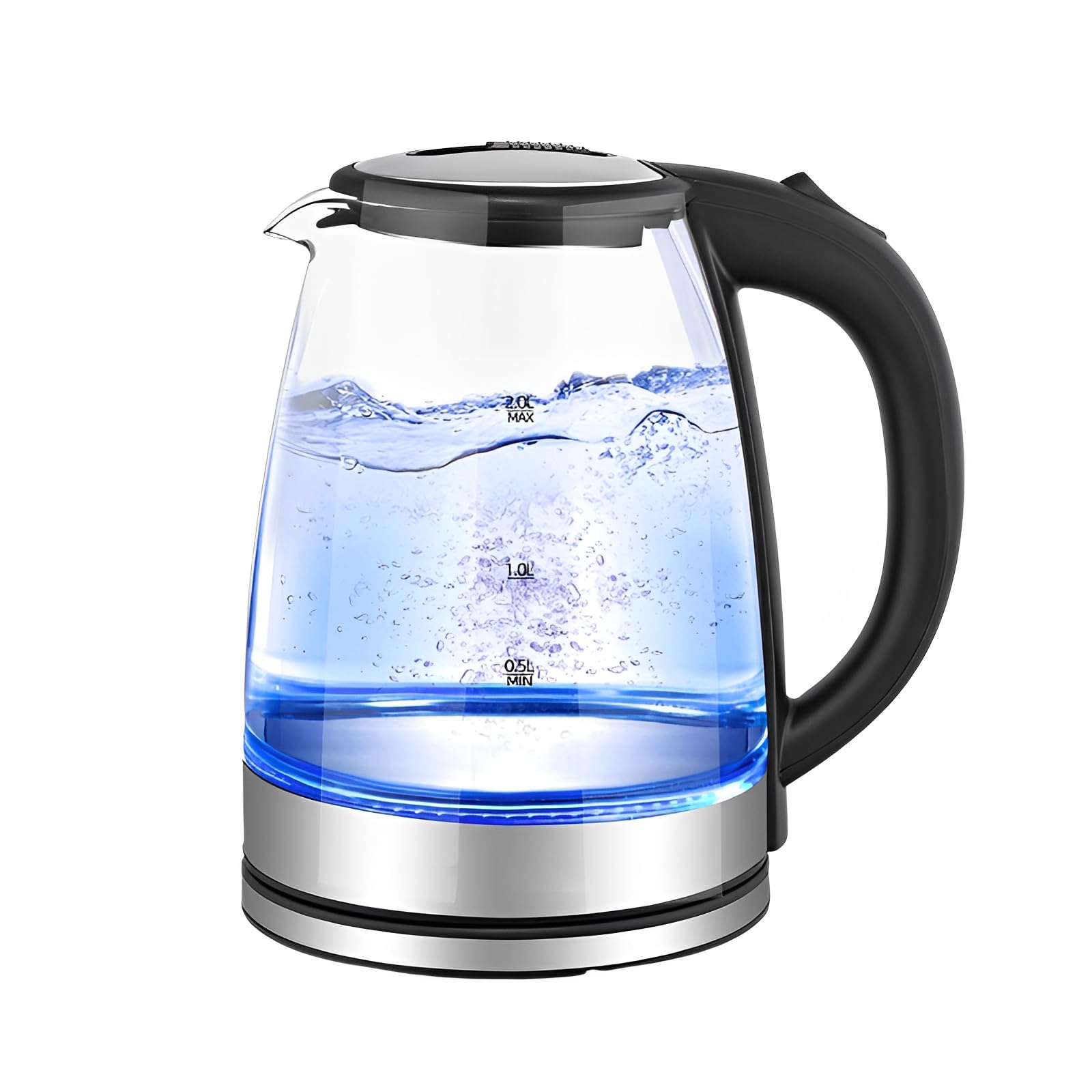 Mumoo Cat Glass Electric Kettle with Blue Indicator Light,2L Hot Water Electric Kettle,Automatic Shut Off Safe,Fast Boiling Kettle,High Quality Durable Glass Water Kettle for Home