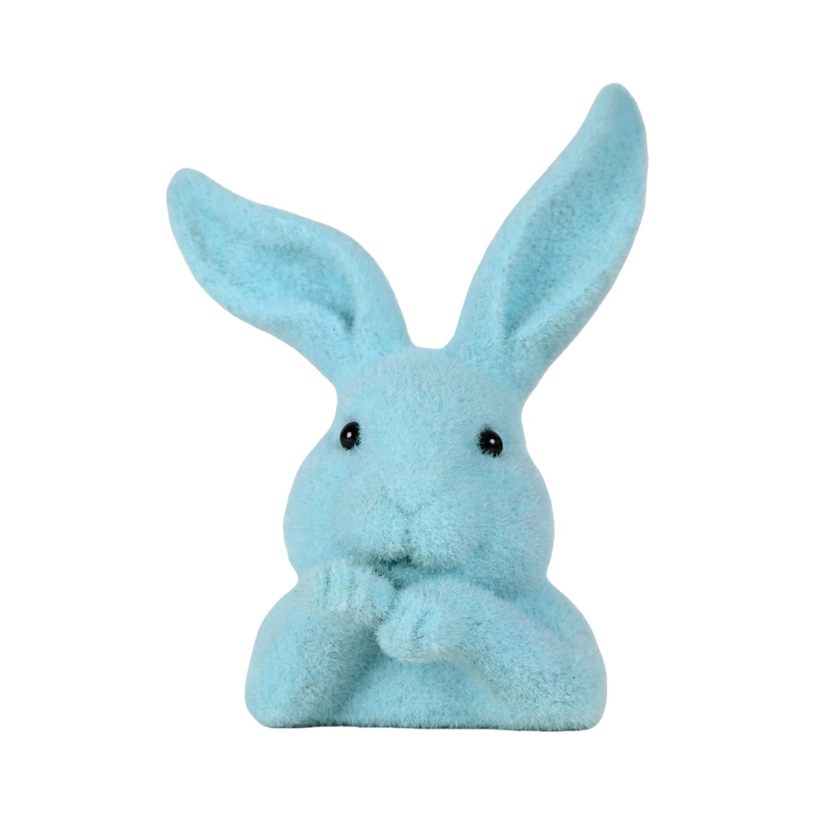 PANFHGFG Moss Flocking Rabbits Head Figurine Decoration for Living Room Garden Balconies or Easters Tabletop Display Ornament Festives Rabbits Sculpture