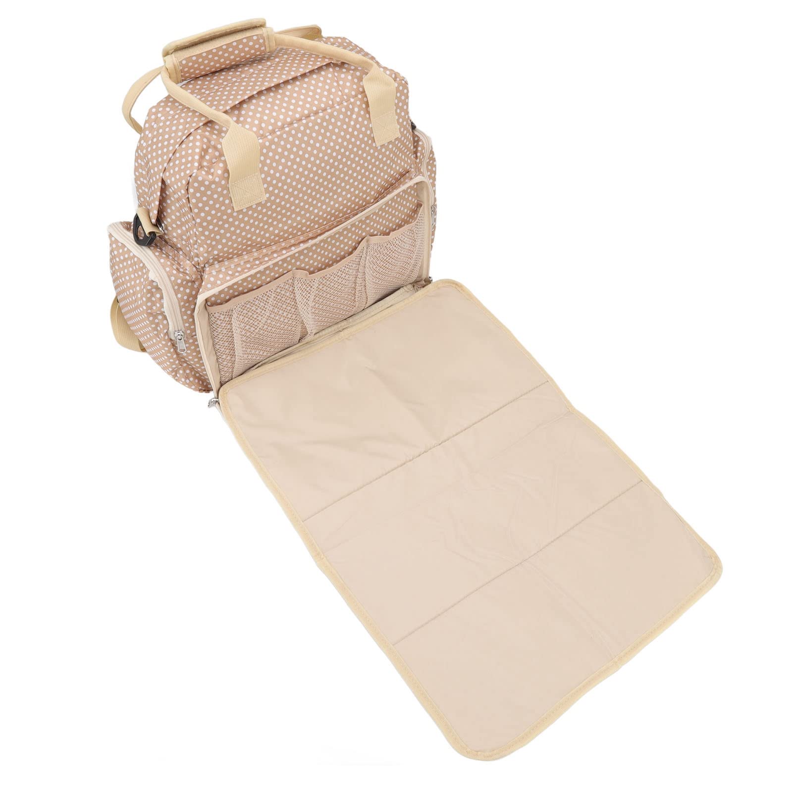 Torba na pieluchy Plecak o dużej pojemności Składany dla mamy Tata Dziecko z przebieralnią, wodoodporna torba na pieluchy Torba na pieluchy dla kobiet(Beige)