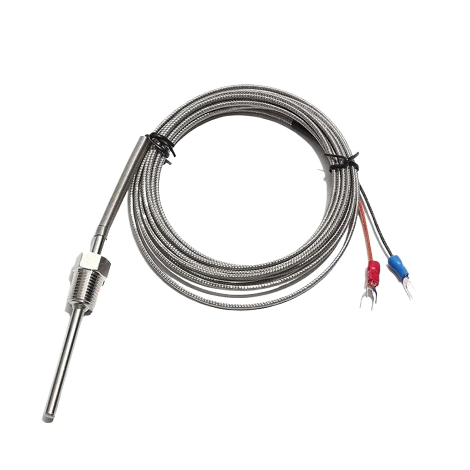 K Type PT100 Thermocouple Sensor NPT G1/2 Inch Thread Stainless Steel Adjustable Probe 6x50/100/150/200MM Wire 1/2/3/4/5M 1Pcs(K Type,Cable Length 2M_Probe 6X50MM)