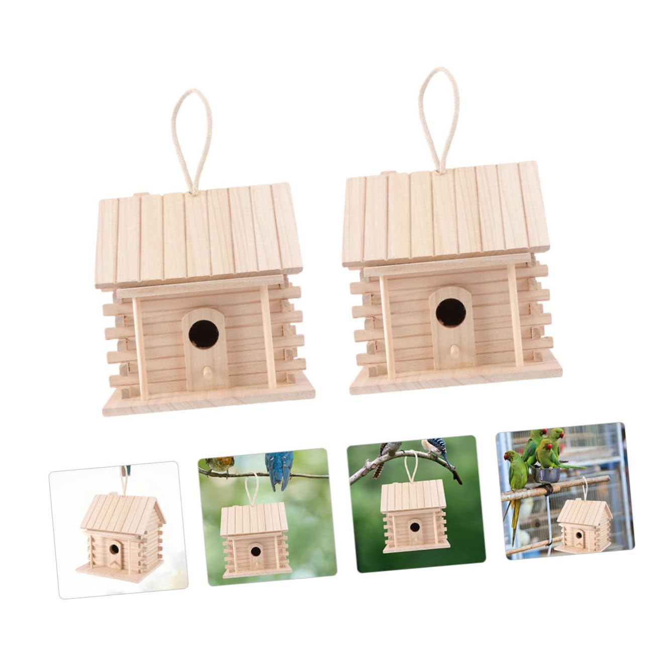 COLLBATH Nid d'Oiseau en Suspendu Maison pour Oiseaux Accessoire d'Extérieur Cabane à Oiseaux Nid pour Canari Perroquet Alouette 2 Pièces