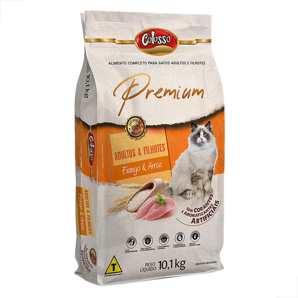 Colosso Ração Premium para Gato Adulto e Filhote Sabor Frango e Arroz 10,1 kg