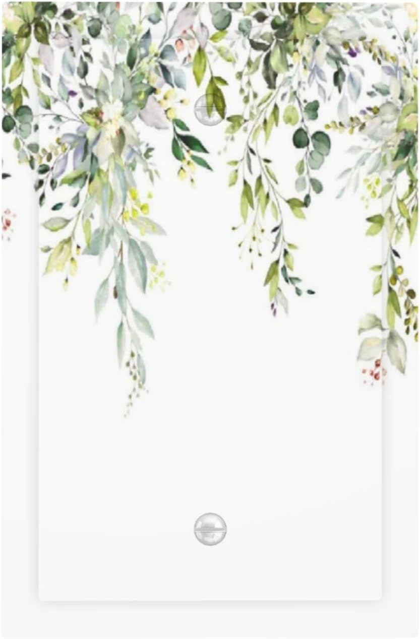 Light Switch Cover Plate Green Eucalyptus Leaves Floral Wildflower 1 Gang No Device Blank Electrical Wall Plates Faceplate Decorative Switch Plate For Bed Room Living Room Decor