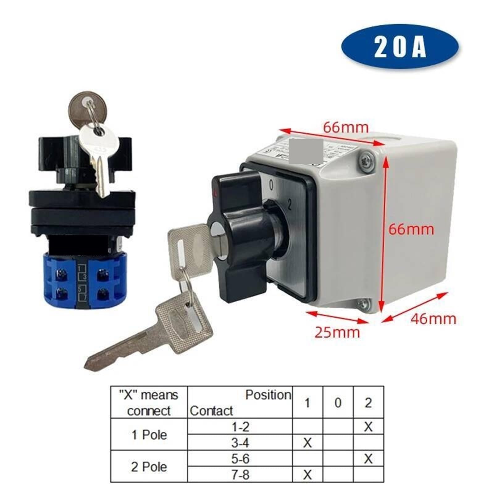 LW26-20MS Interruptor de leva YMW26-20A(2P 8Terminals)