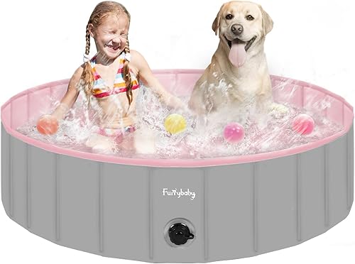 Furrybaby Piscina para perros, piscina infantil de plástico duro, piscina de plástico con malla interior para una mejor resistencia a los arañazos,