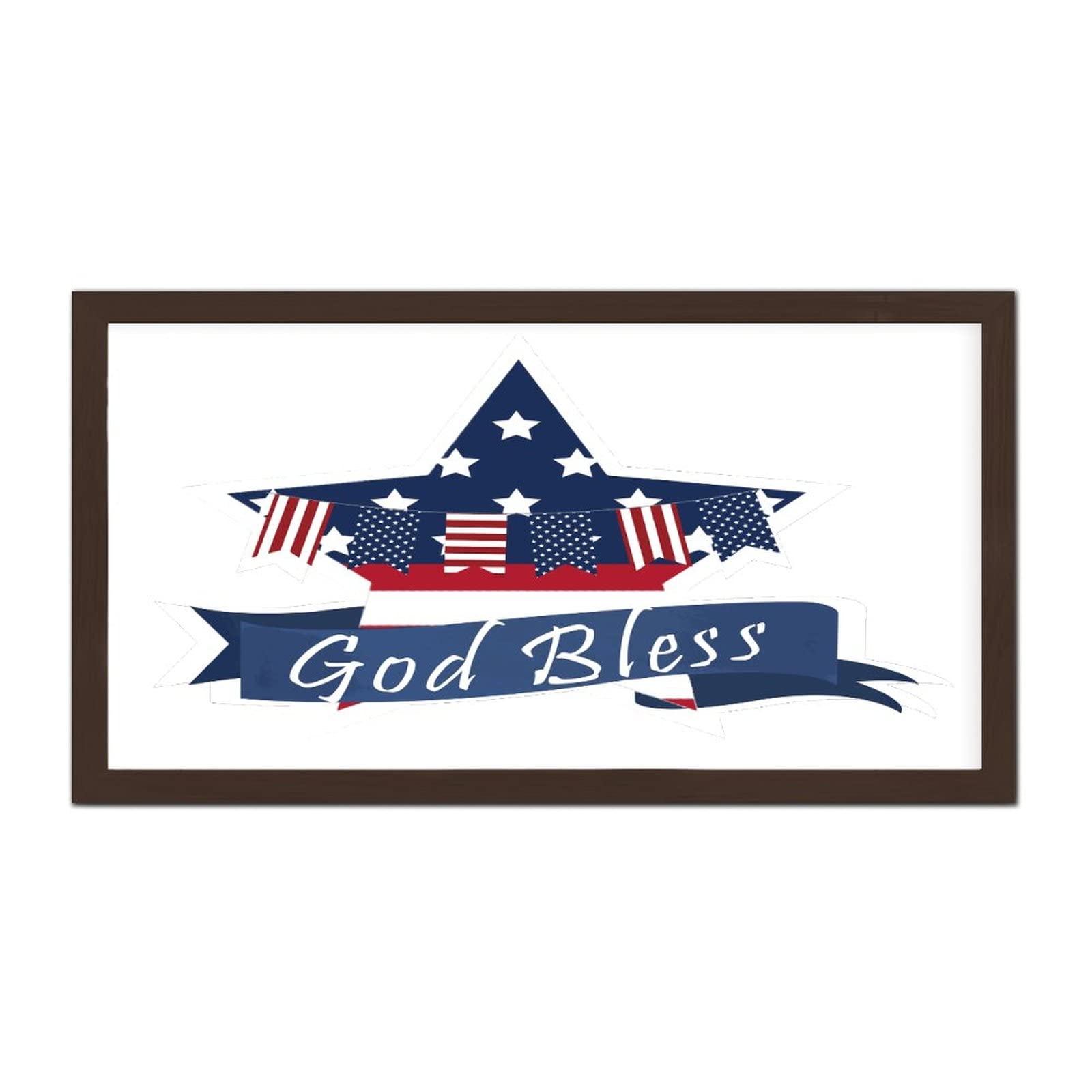 Cadre en bois 4th of July God Bless pour créer une ambiance chaleureuse au bureau