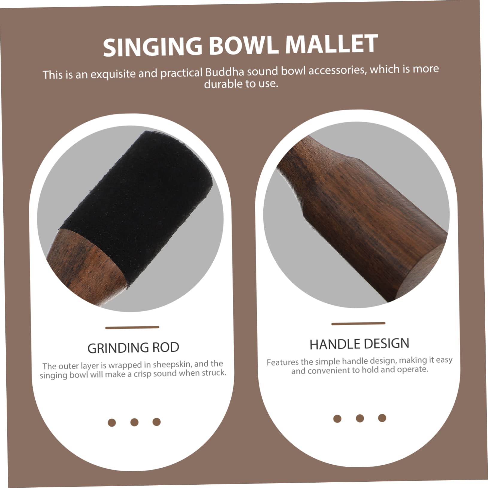 Milisten Sound Bowl Rod Wooden Mallet Stick for Meditation and Practical Accessory for Relief and Spiritual Versatile Music Instrument for Home and Studio Use