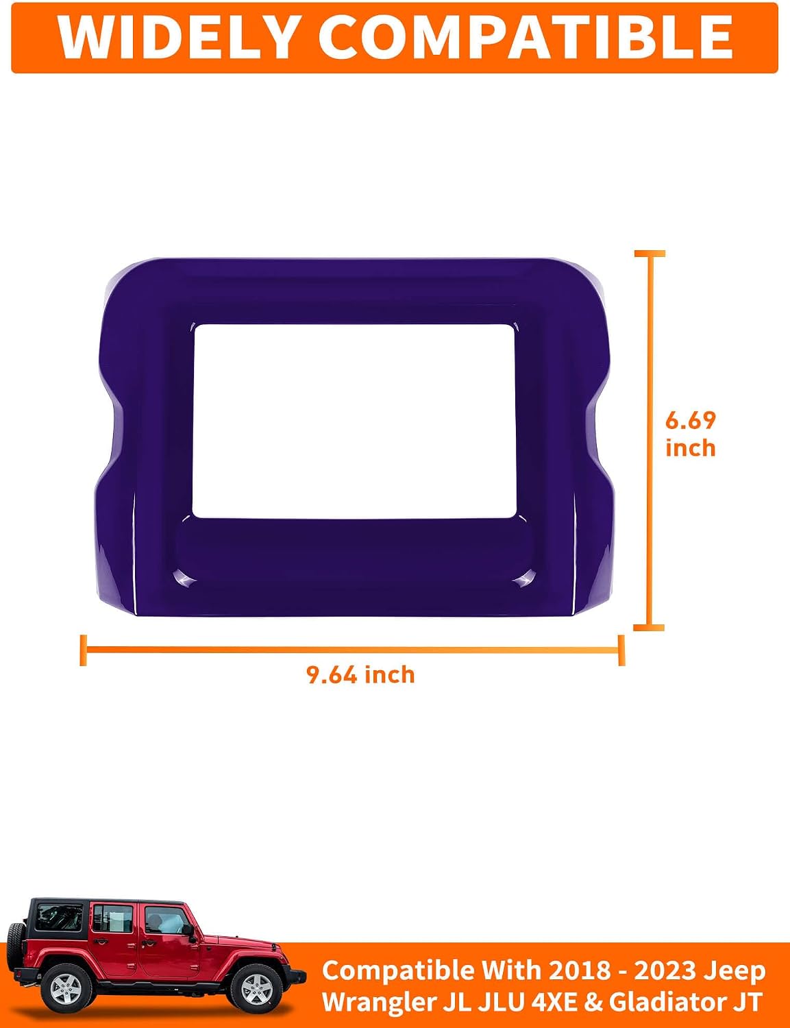 Savadicar Purple Interior Accessories - 7 Inch Touchscreen Panel Trim Cover for 2018-2023 Jeep Wrangler JL JLU 4XE & Gladiator JT - Solid Color Interior Decor Upgrade Option, 1-Piece
