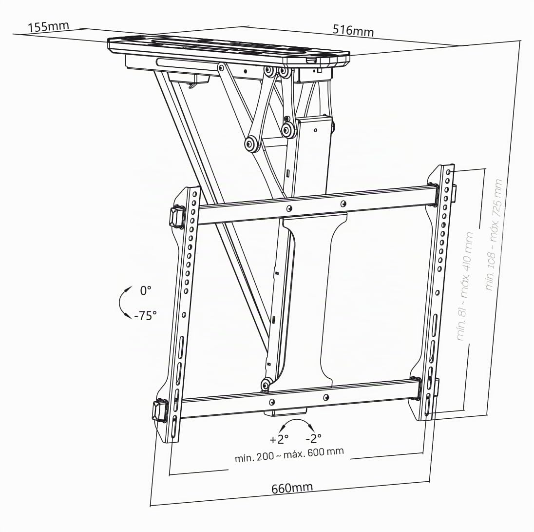 mywall HL44ML - Soporte de Techo Plegable y motorizado para televisores de 32" a 70" (81-176 cm), Carga de hasta 35 kg, con Mando a Distancia, con función Smart Home