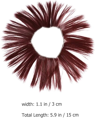 Miniatura 3 de SEWACC Peluca negra de cabello lacio, 5 piezas de 5.9 in, pelo sintético lacio para muñecas, pelucas de cabello lacio para muñecas (rojo marrón)