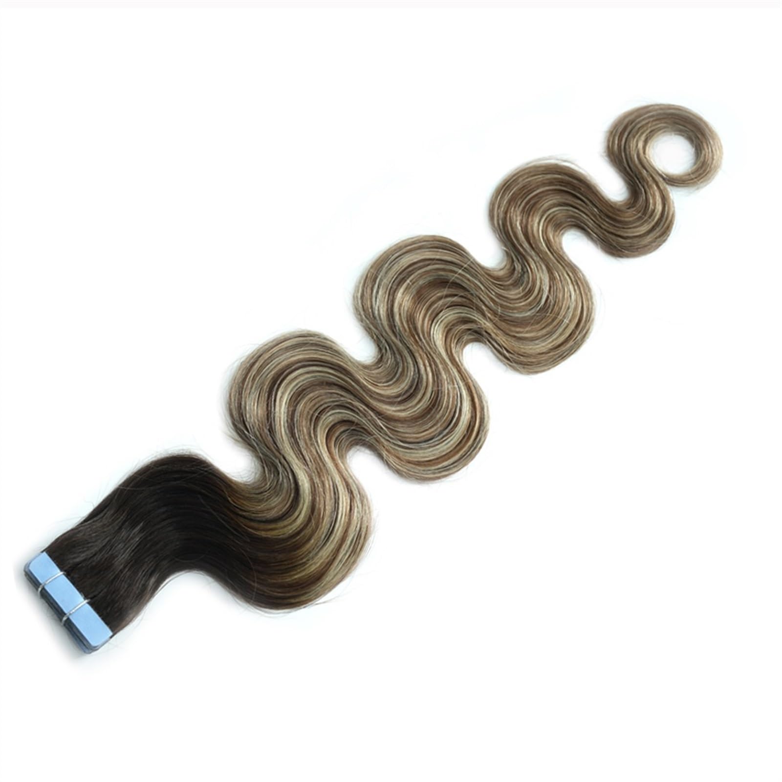 Femmes Bande de vague corps longue dans l'extension cheveux humains brun foncé Extensions de cheveux à bandes adhésives(40Pcs(100G),18 Inch)