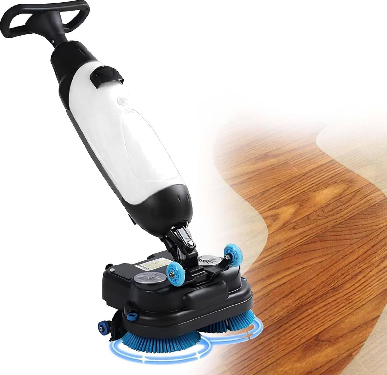 Fregadora de suelos comercial de doble cepillo de alta resistencia, máquina de limpieza autopropulsada de 17 pulgadas para almacenes y tiendas, color blanco.
