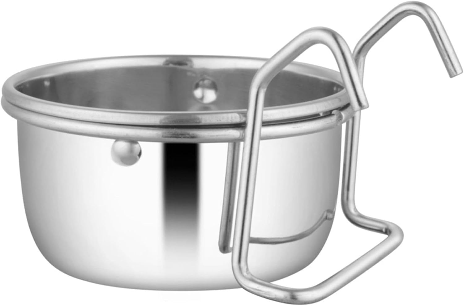 Jeffers Pet Stainless Steel Cage Cup Pet Feeder with Hooks for Birds, Rabbits, Ferrets, Kittens & Small Animals – Hanging Food Water Bowl Dish for Cages, Crates, Kennels – Dishwasher Safe – 10 oz