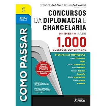 Capa do livro Como Passar em Concursos de Diplomacia e Chancelaria - 1.000 Questões Comentadas - 6ª Ed - 2025: 1.000 Questões Comentadas