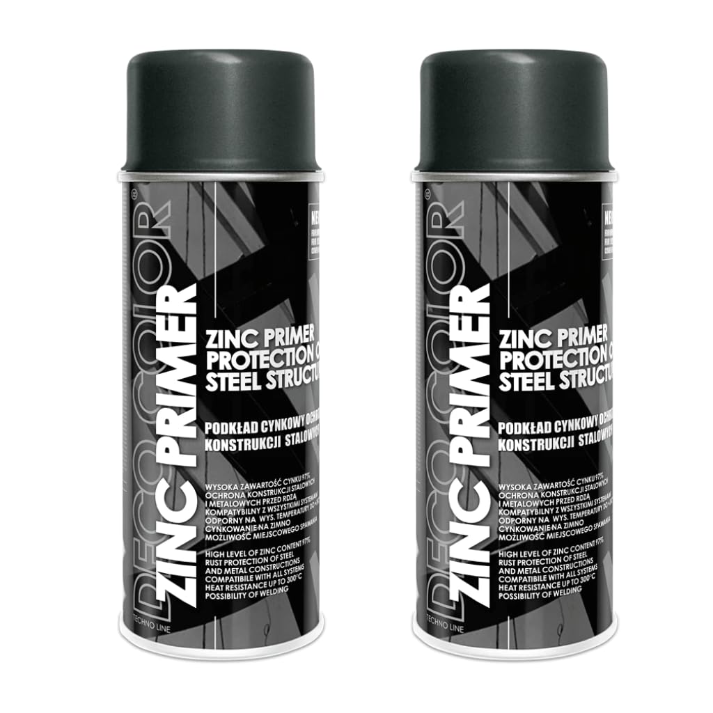 DECO COLOR ZINC Primer Spray Paint 400ml Steel Metal ALU Welding GALVANIZING ANTRUST Heat Resistant ANTICORROSIVE 97% of Pure ZINC