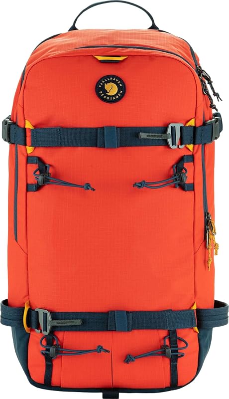 Fjällräven Bergtagen Touring 30 Backpack - Technical Pack, Secure Gear Attachment, Alpine Design - Touring, Trekking, Hiking, Flame Orange-Mountain Blue, Medium/Large