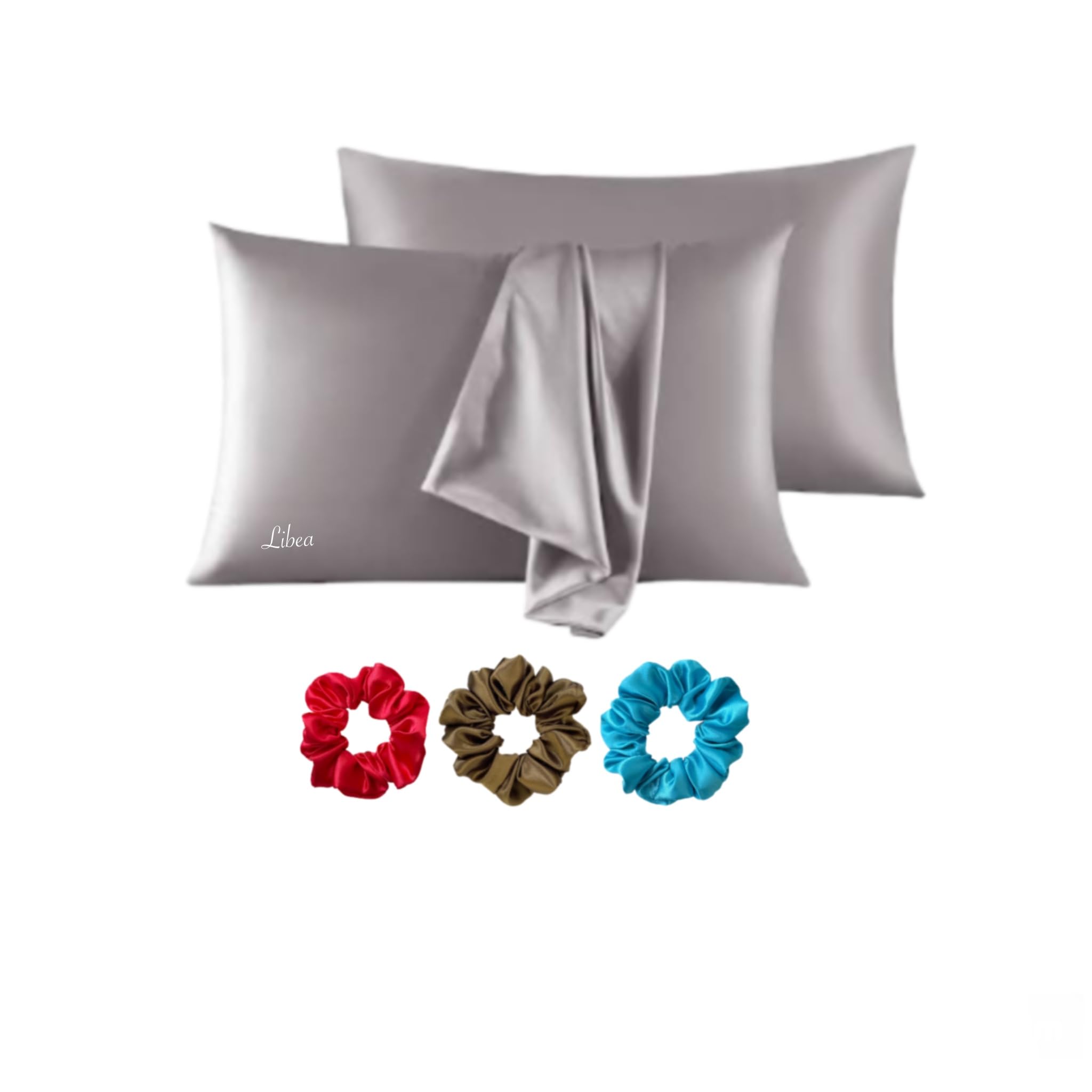 LIBEA Satin Pillow Covers Pack of 2 Feels Like Mothers Lap| for Both Hair and Skin | Controls Hair Fall |Helps in Preventing Acne 3 Scrunchies Free Used by Both Male & Female (Gray) (B0CHMQ12MK) Amazon Price History, Amazon Price Tracker