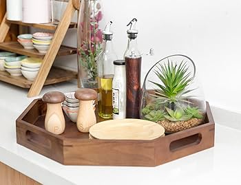 Amazon|八角形の大型木製トレー(ウォールナット)|トレイ・盆 Amazon|八角形の大型木製トレー(ウォールナット)|トレイ・盆