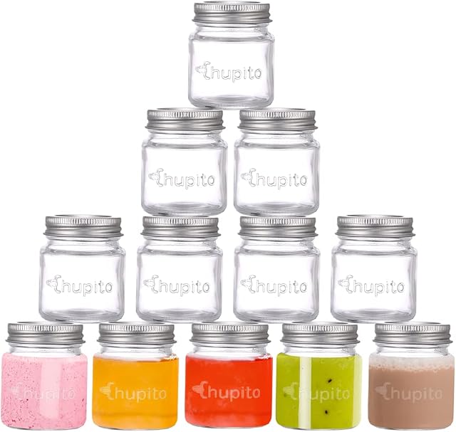 Smiths Mason Jars Chupitos | Set of 6 2 oz per Ginger Shot Glasses with Lids Ideal Herbs and Spices Storage, Preserving Jars and More, Perfect Present for Christmas (6)