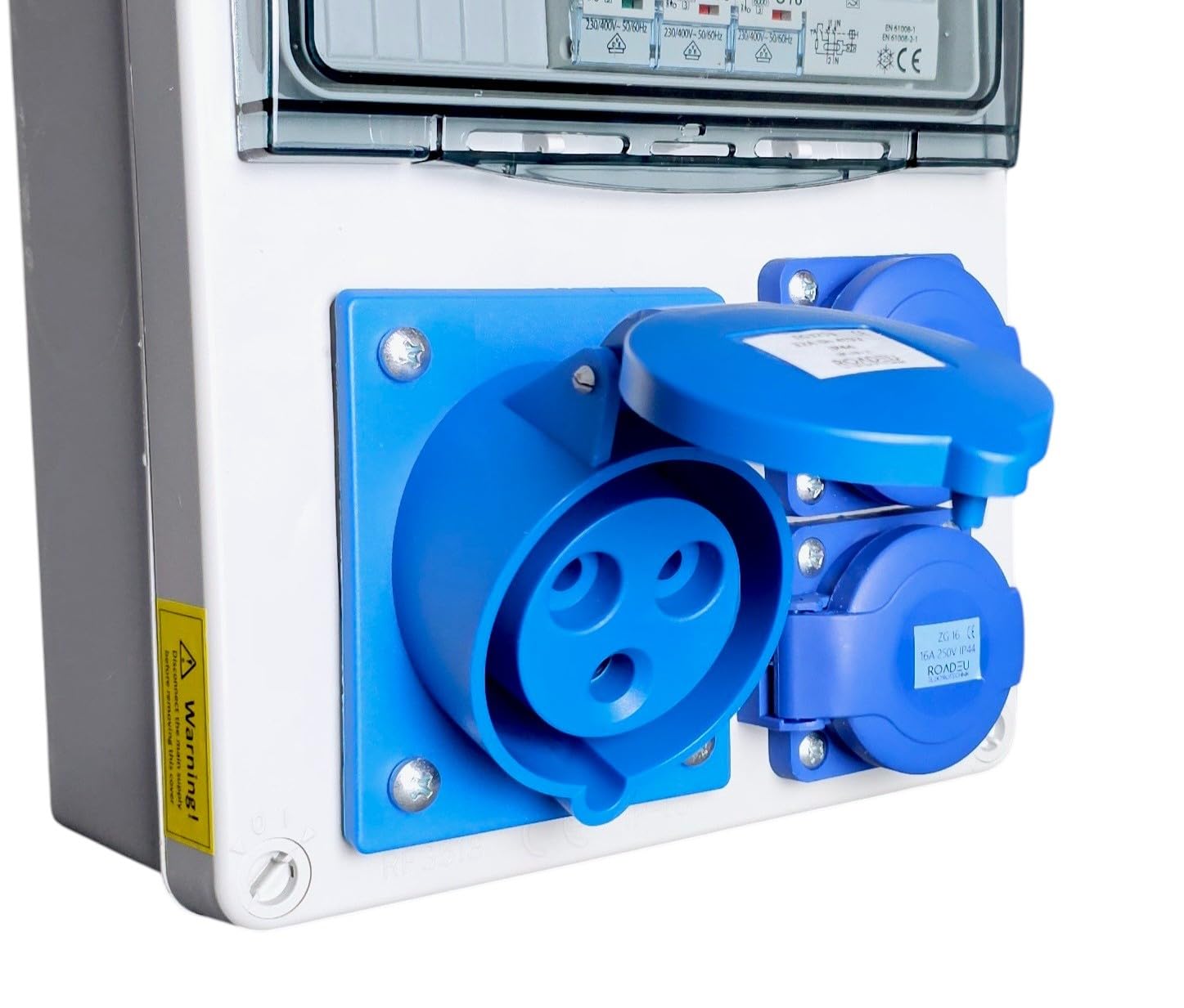 RoadEu Stromverteiler 230V IP44 mit FI, CEE 16A 3P und 2x Schuko