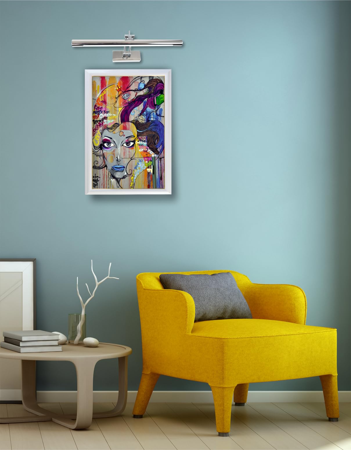 Applique LED da parete per illuminare quadri, specchi, ecc, LED 6 W tradizionale ed elegante, tono di luce calda 3000 K, cromo brillante, articolato e orientabile. 40 cm